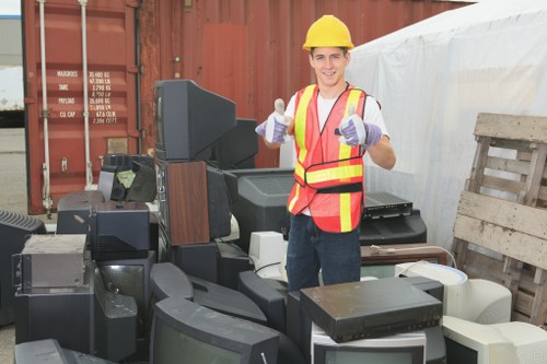Construction debris being cleared from a building site